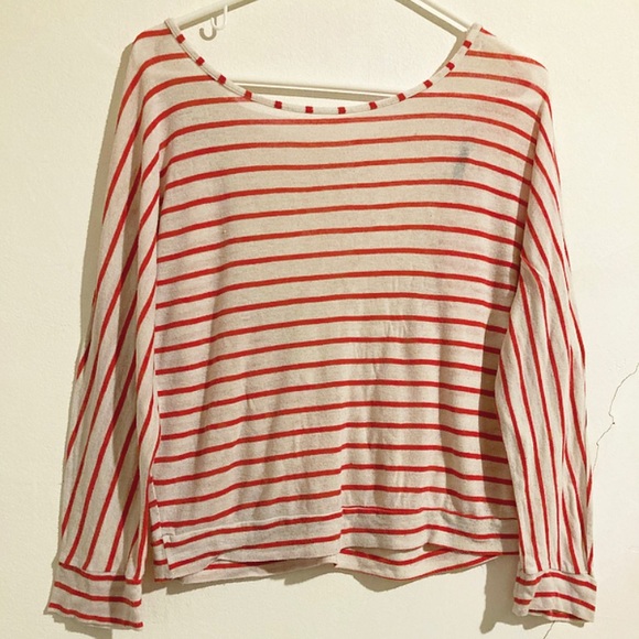 *2/$20* Orange Stripe Blouse with Embroidery Back 🧡 - Picture 2 of 2